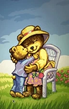 Printed needlepoint Tapestry  Canvas Only 30 X40 Cm Moma Bear Rto