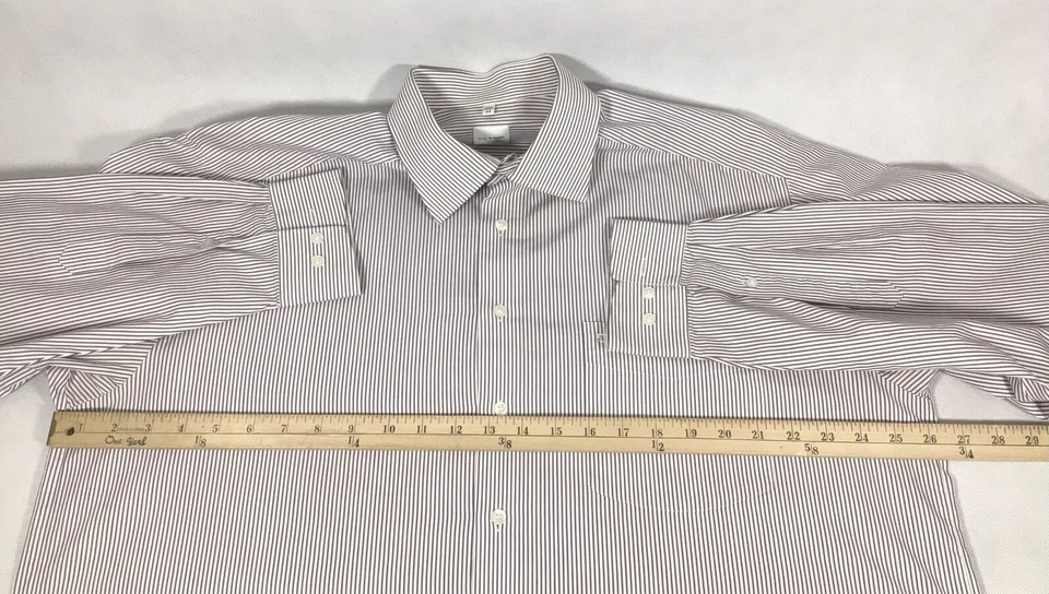 Olymp Tendenz Dress Shirt Men's XL Cotton Burgundy Stripe Long Sleeve Button Up - Image 4 of 4