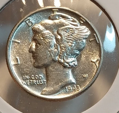 1943-P Mercury Dime AU-UNC 90% Silver Coin JBT 123