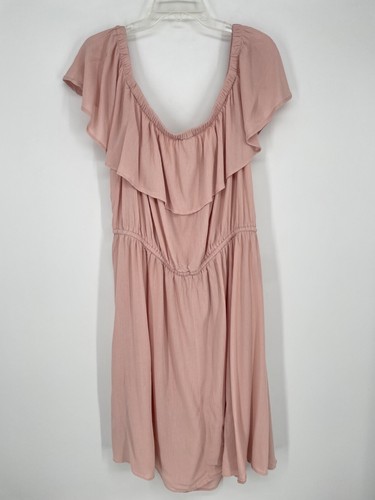 NWT City Chic women size XL/22 Sun Kissed Dress pink solid peach tie pullover - Picture 4 of 9
