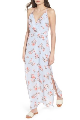 blue and pink floral maxi dress