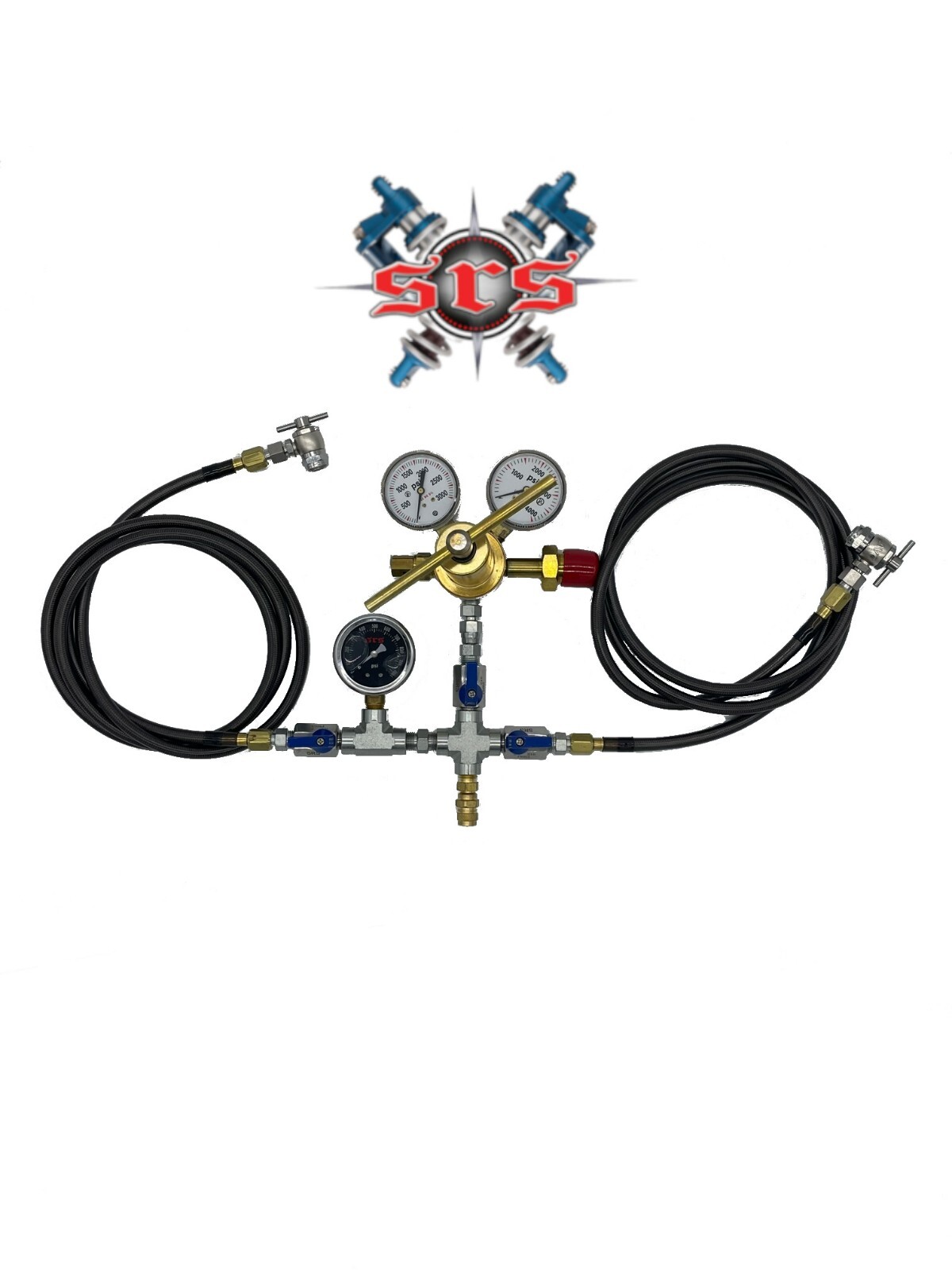 Dual Hose Nitrogen Regulator Shock Fill Kit 1500 PSI 8' Stainless ORI