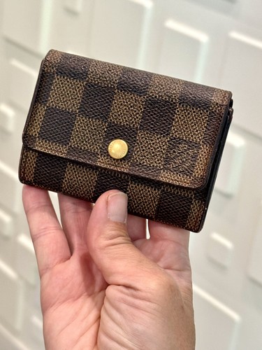 Auth Louis Vuitton Damier Porte Monnaie Plat Coin Credit Card Purse Wallet Brown - Picture 13 of 14
