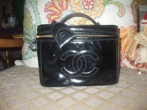 Chanel Authentic Patent Leather Travel Tote Handbag Purse Cosmetic Makeup Bag Ebay