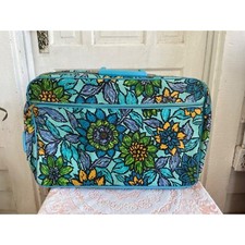 Vintage 1960s Blue Floral Bantam Travel Bag Suitcase Retro MOD