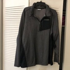 Columbia 1/2 zip, Pullover, Men  s Size XL, Gray and Black