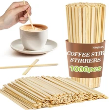 1000pcs Sip Stirrers - Bamboo Coffee Stir Sticks Disposable Hot Drink Beverage S