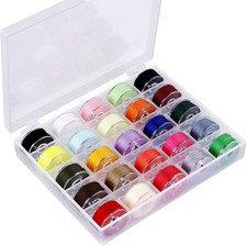 25 PCS Bobbins and Sewing Thread with Case, Pre-Wound Bobbins Set for Hand and M