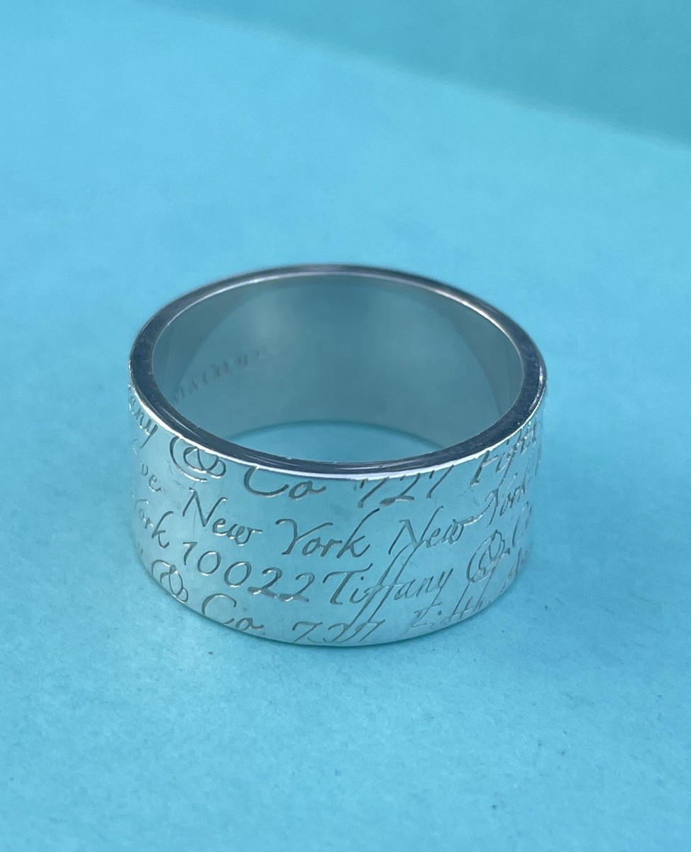 Tiffany & Co Silver Flagship Fifth Avenue Address Notes Wide Band