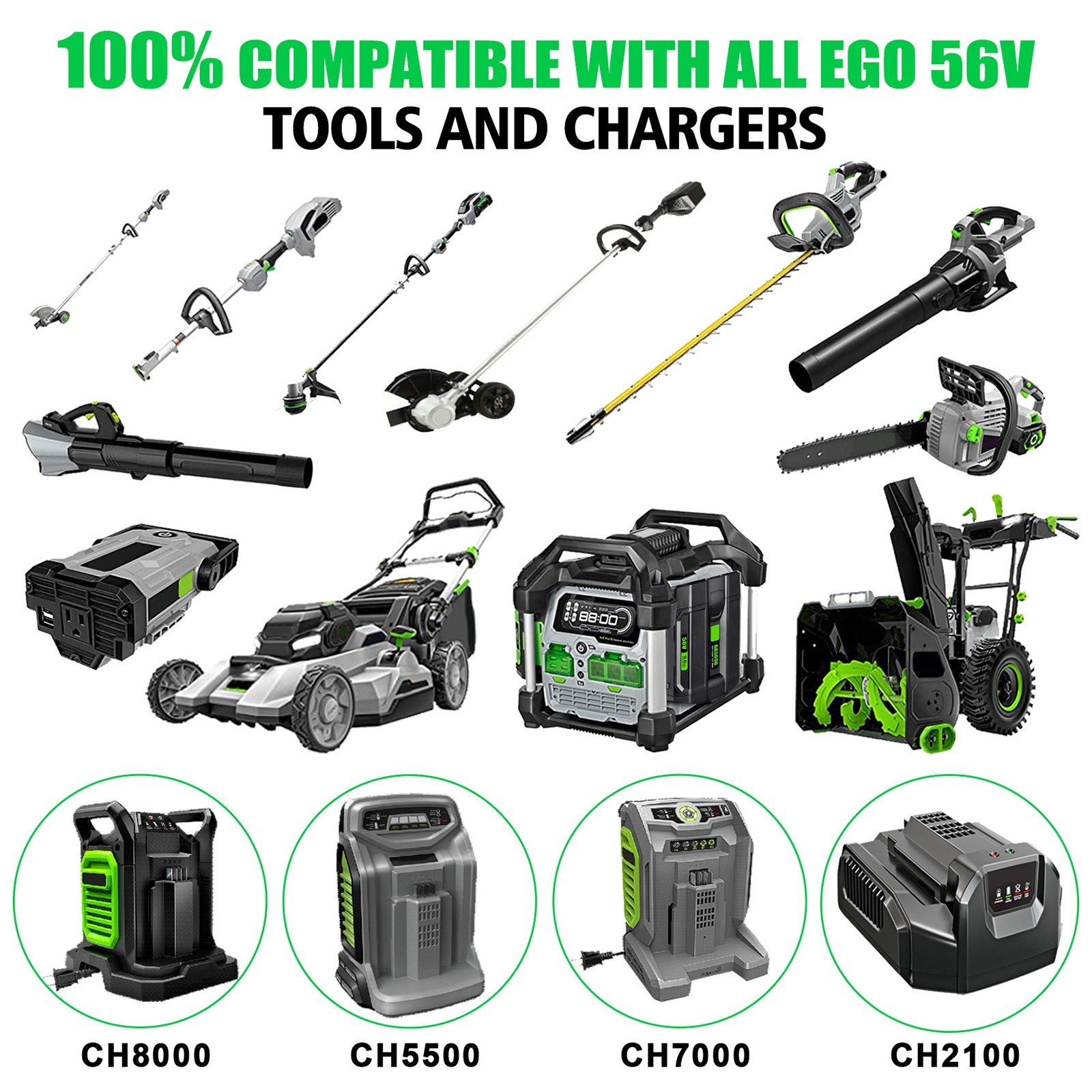 For EGO 56V 56Volt BA2800T POWER+ 9.6AH Battery Lithium Ion BA2240 BA1400T