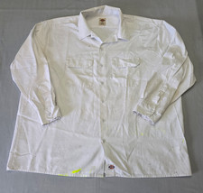 Dickies Men s White Long Sleeve Button Front Work Shirt Twill Cotton Blend 3XL