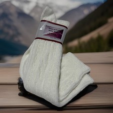 VTG Socks Hosiery School Girl Cable Knit 80s 90s 8-9.5 Ivory NOS Teen Abouts 20"