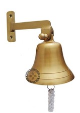 Antique Large Ship's Wall Bell Antique Brass with Bracket  Lanyard Best 7 Inch