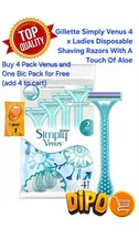 Gillette Simply Venus 4 x Ladies Disposable Shaving Razors With A Touch Of Aloe