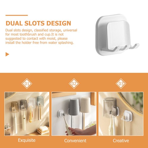 2pcs Wall Toothbrush Holder Self-adhesive Wall Toothbrush Mount For Bathroom - Picture 8 of 10
