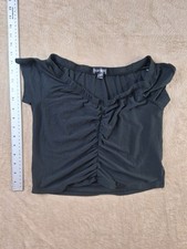 Feathers Black Solid Off-the-Shoulder Ruched ...