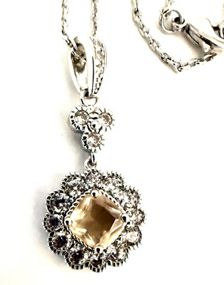 Delicate 'Bomb Party' RBP3396 LC Citrine Always Be My Forever Silver Necklace