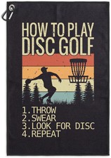How to Play Disc Golf Printed Microfiber Towel 23.5X15.5, Black