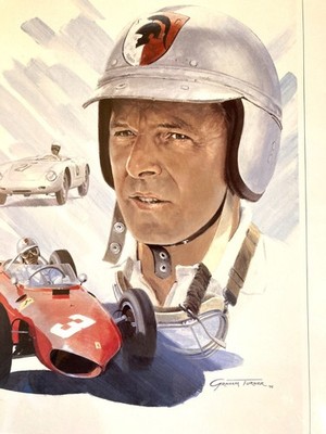Graham Turner signierter Kunstdruck Nr. 123/500 Graf Trips Ferrari 156 Sharknose