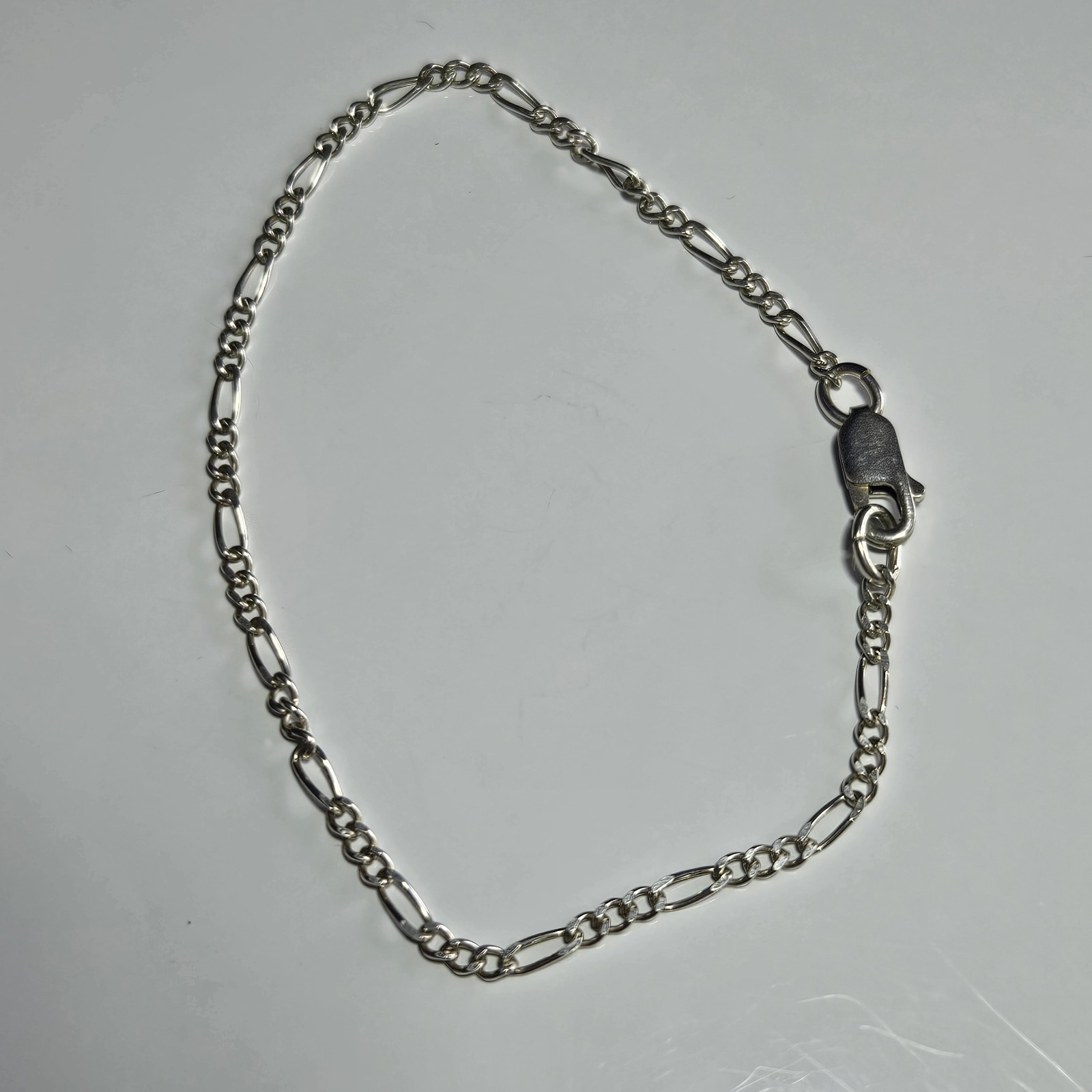 Sterling Silver Solid 925 Figaro Chain Bracelet 7… - image 13