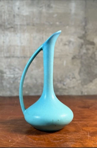 Early Vintage Van Briggle Art Pottery Ewer Pitcher – 11.5” – Matte Turquoise