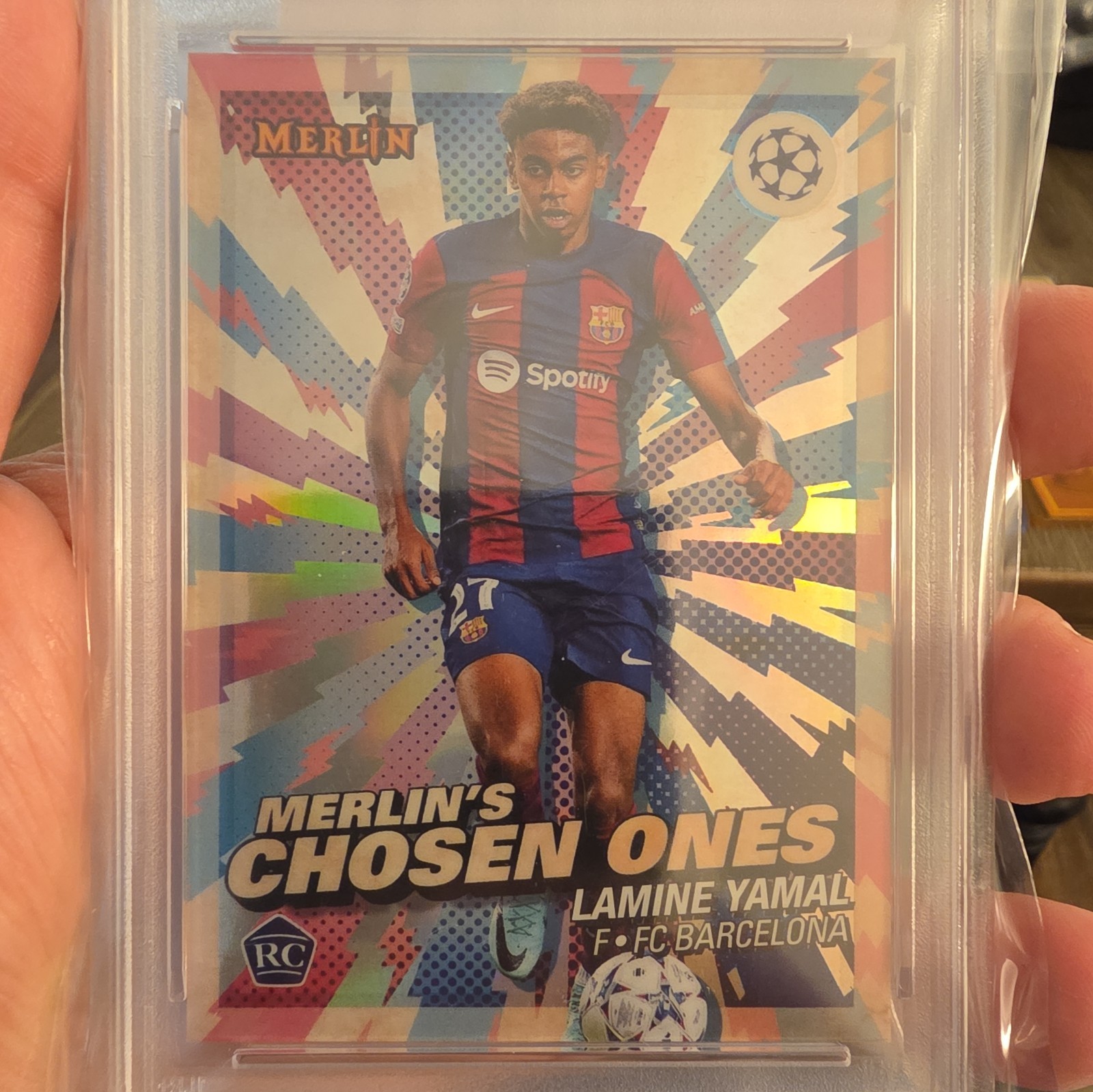 2023-24 Topps Merlin UCC- Merlin's Chosen Ones Lamine Yamal #MC-1 (RC) view 2