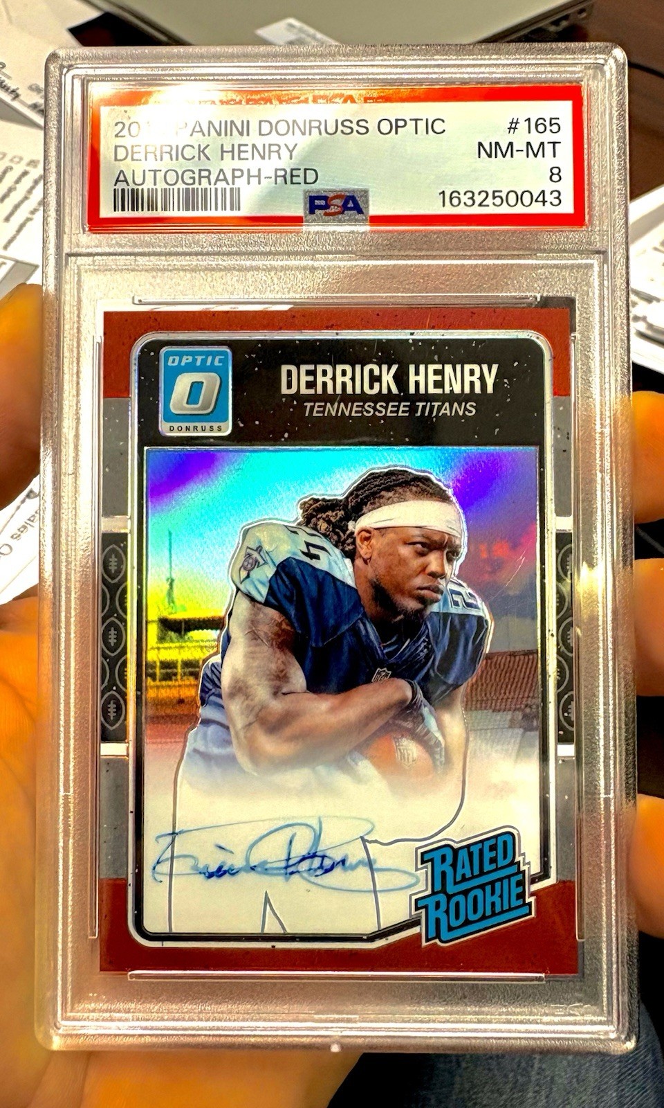 2016 Donruss Optic Derrick Henry #165 Rated Rookie Red Auto /99 Ravens