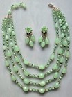 Vtg W. Germany 4 Strand Beaded Necklace & Cluster Earrings Glass Lucite Beads — photo 7
