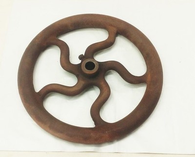 Vtg antique hand crank post drill 12'' Cast Iron Flywheel Pulley Champion Blower