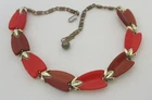 Vintage Orange Moonglow Plastic Cabochon Necklace Lisner