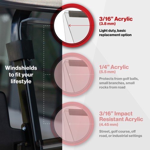 Tinted Fold Down Bolt-On Golf Cart Windshield for E-Z-GO TXT | 1995 - 2013 - Picture 2 of 2