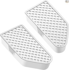 Upgraded Stake Pocket Cover Set of Two, Rear Bed Rail Stake Pocket-White Grid
