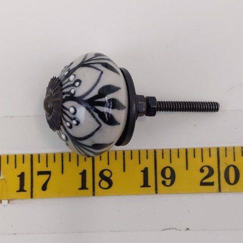 Keramik Schubladenknöpfe schwarz weiß Blumenmuster Vintage Stil Schrankgriffe Hardware 8 - Bild 4 von 5
