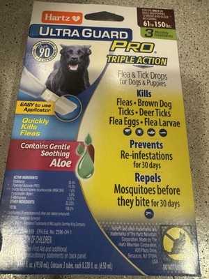 Hartz Ultra Guard PRO Flea & Tick Drops  61-150  3 Month Supply-Dog Lovers