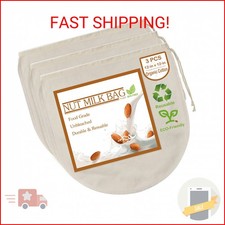 3 PCS 12"x12" Nut Milk Bags - 100 Unbleached Cotton Cheesecloth, Reusable Food