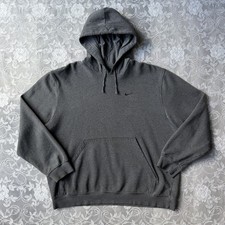 Vintage Y2k Nike Check Swoosh Embroidered Gray Fleece Hoodie Sweatshirt XL Tech