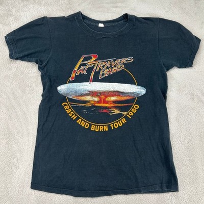 VTG 80 Pat Travers Band 1980 Crash And Burn Tour Shirt Men L Black Single Stitch