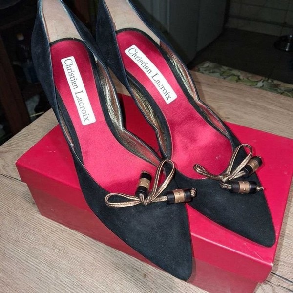 Women Christian Lacroix Heels Black Leather 40