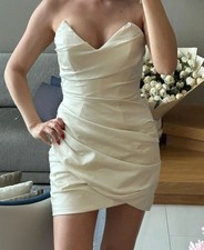 used house of cb ivory gathered mini dress small rrp £120