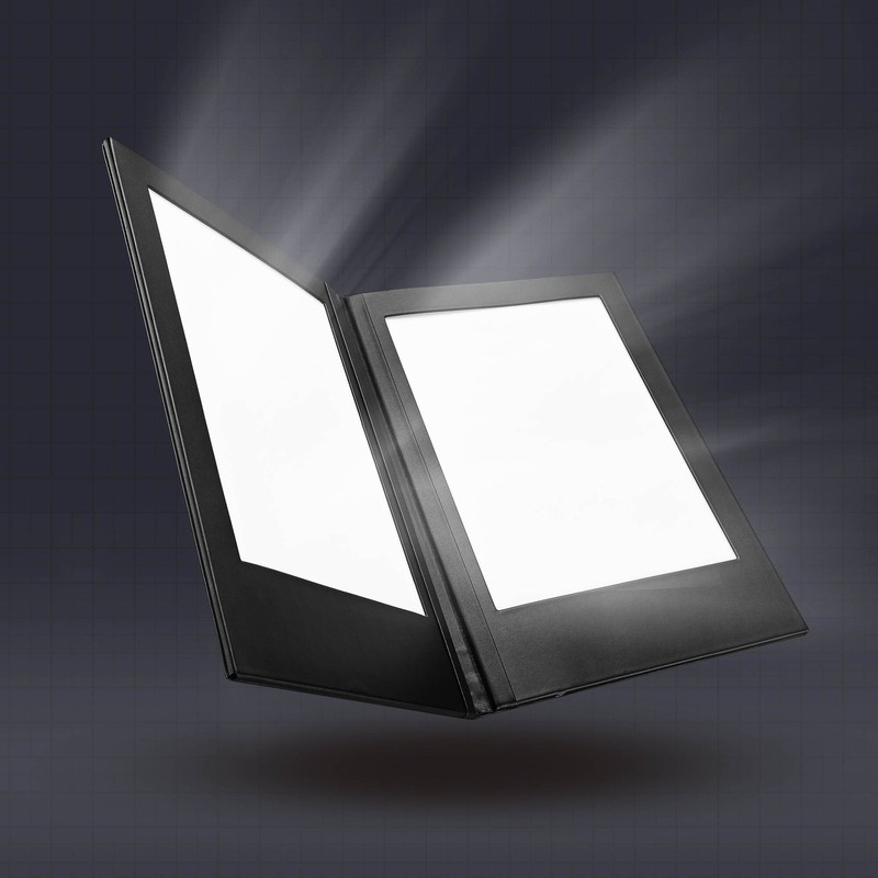 WeChef LED Back Lit Light Menu Holder Cover Folding Double Panel Fits 8"x10.5"
