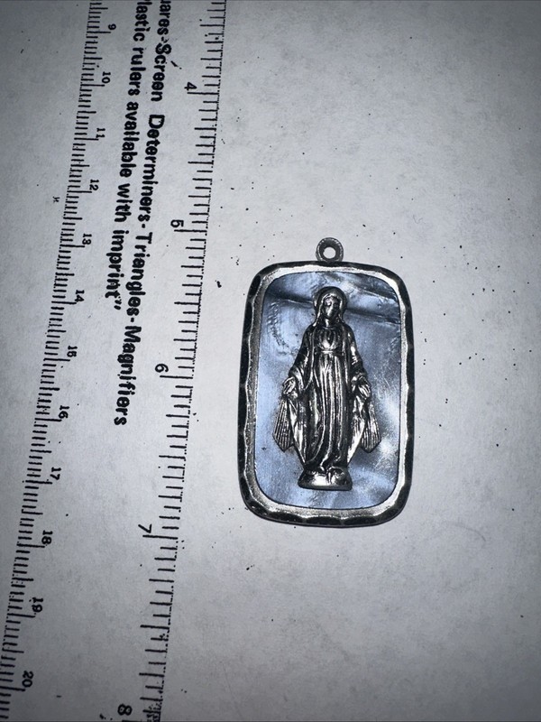Vintage West Germany Large Illuminum Miraculous Medal As Is