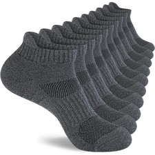 Monxiery Mens Cotton Ankle Socks, Athletic Large-X-Large, 5 Pairs Grey