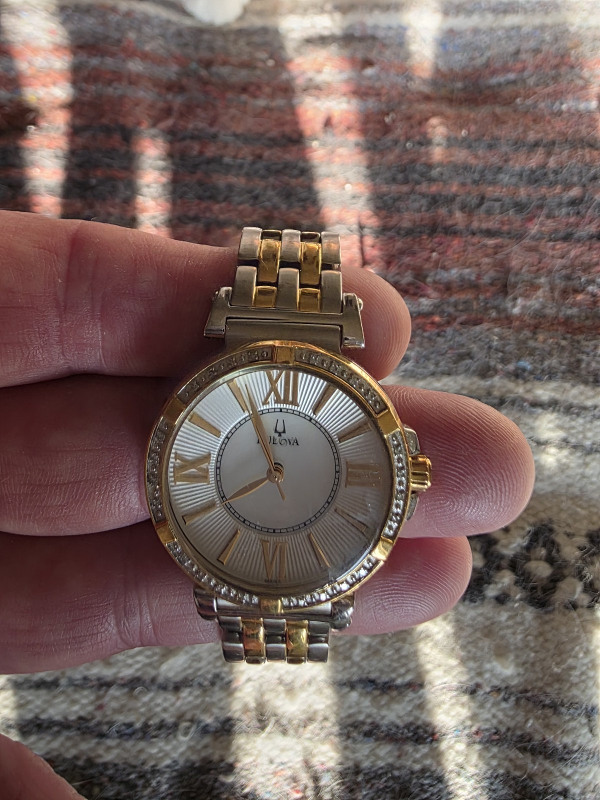 Bulova Ladies C637585 Stainless Steel Quartz Watch with Crystal Accents