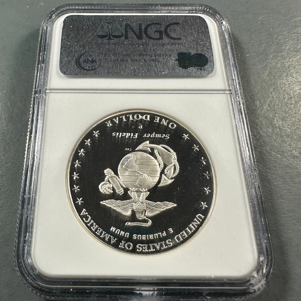 2005-P $1 Marines SILVER Commemorative Dollar, NGC PF69 ULTRA CAMEO (87003) - Image 2 of 2