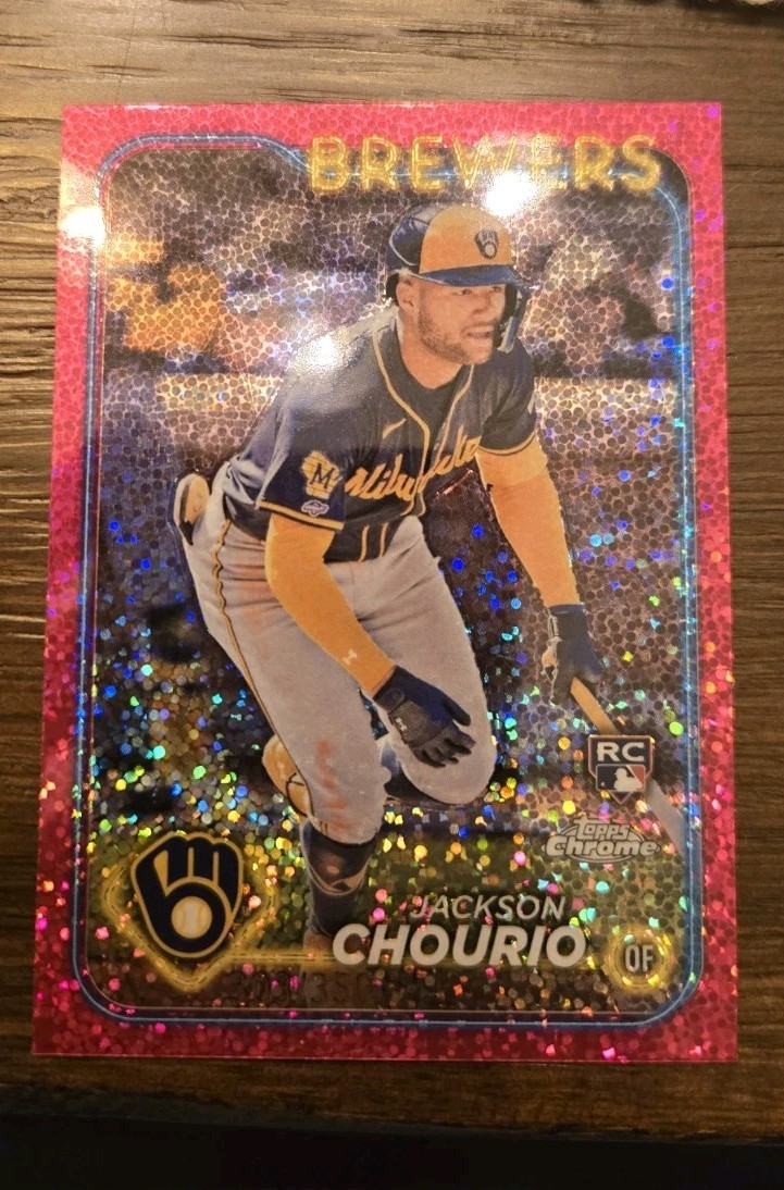 2024 Topps Chrome - Jackson Chourio #161 Magenta Speckle Refractor /350 (RC)