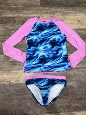 Lands End Girls Bathing Suit Long Sleeve Rashguard Bottoms Size 14