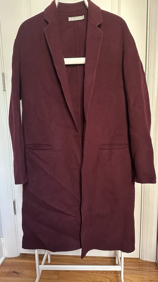 Abrigo Vince Clásico Recto Vino Profundo Borgoña Para Mujer Talla Mediana Foto 2 de 4