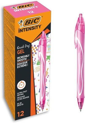 BIC Gel-ocity Quick Dry Gelschreiber, mittlere Spitze (0,7 mm)   Pink, 12 Stück