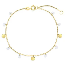 14k Gold 5.5-6.5" Coin Dangle Kids / Children's / Girls Bracelet