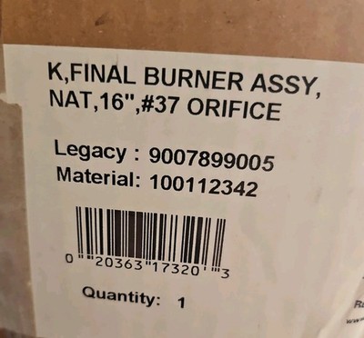 A.O. Smith 16'' #37 Orifice Natural Gas Final Burner Assembly 9007899005